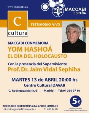 MACCABI ESPAÑA CONMEMORA YOM HASHOÁ EL PRÓXIMO MARTES