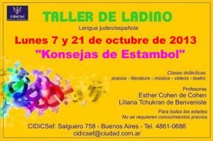Taller de Ladino: "KONSEJAS DE ESTAMBOL" – 7 y 21 de octubre de 2013