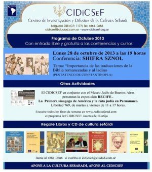 CIDiCSef: Conferencia “Importancia de las traducciones de las Biblias romanceadas y al ladino”