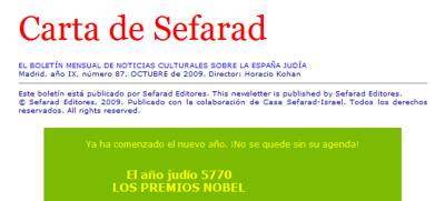 Carta de Sefarad octubre 2009 Carta de Sefarad octubre 2009