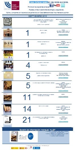 Casa sefarad Israel - Agenda septiembre 2010