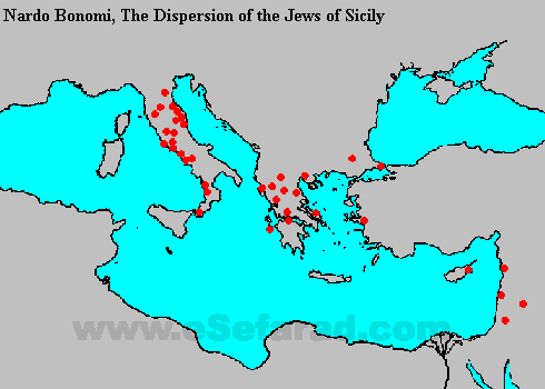 Places where is attested the arrival and the living of the Sicilian Jews after the expulsion