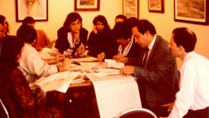 By the time this photo was taken in the ’90s, Salom was being published mostly in Turkish. (Courtesy of Salom)