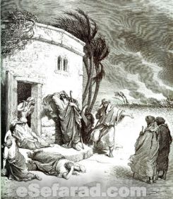 Iyov lamentandose kuando supio la desgrasia ke le avia afitado. Gustave Doré, 1832-1883 