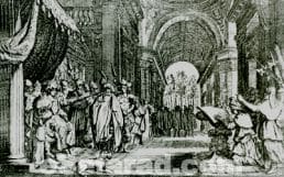 "…Yoshiyau konvoko una asamblea de todos los savios de Yuda, i se hue kon eyos i los moradores de Yerushalayim a la Kaza del Dio. I delantre de eyos izo meldar el todo el livro ke avian topado..." Artisto non konosido, 1702 