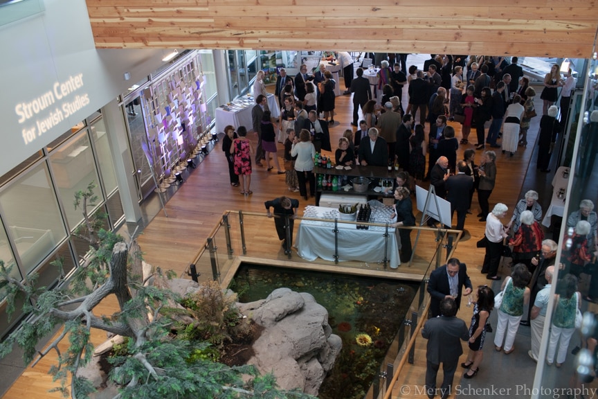 Cheers to 40 years: The crowd mingling during cocktail hour at the Harley and Lela Franco Maritime Center during the Stroum Center’s 40th Anniversary Gala. May 13, 2014. Photo by Meryl Schenker Photography.
