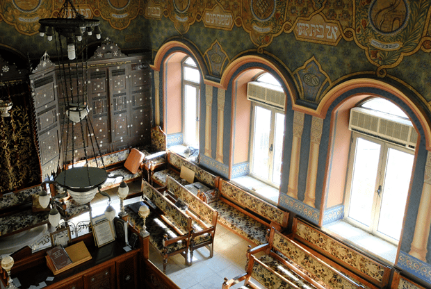 New restoration of the murals at the Ades Synagogue, Jerusalem. (Matti Friedman)