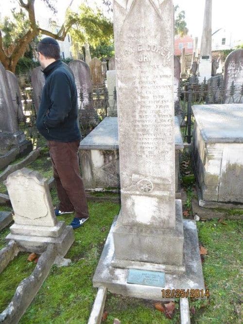 Rabbi Owen exploring the historic Coming Street Cemetery in Charleston, SC.