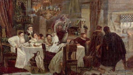 Marranos: Secret Seder in Spain during the times of inquisition, an 1892 painting by Moshe Maimon.Wikipedia