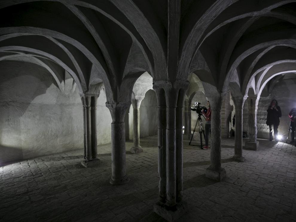 Interior de los baños judíos del Coso zaragozano.Guillermo Mestre