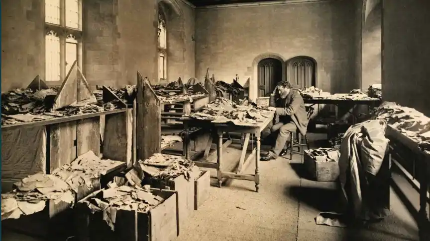 El rabino Solomon Schechter trabajando en la Biblioteca de la Universidad de Cambridge, en 1898. Foto: Cambridge University Library