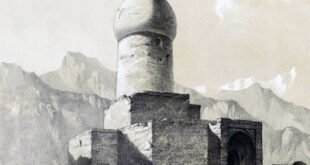La tumba de Ester y Mordejai, dibujo de Eugène Flandin, 1851