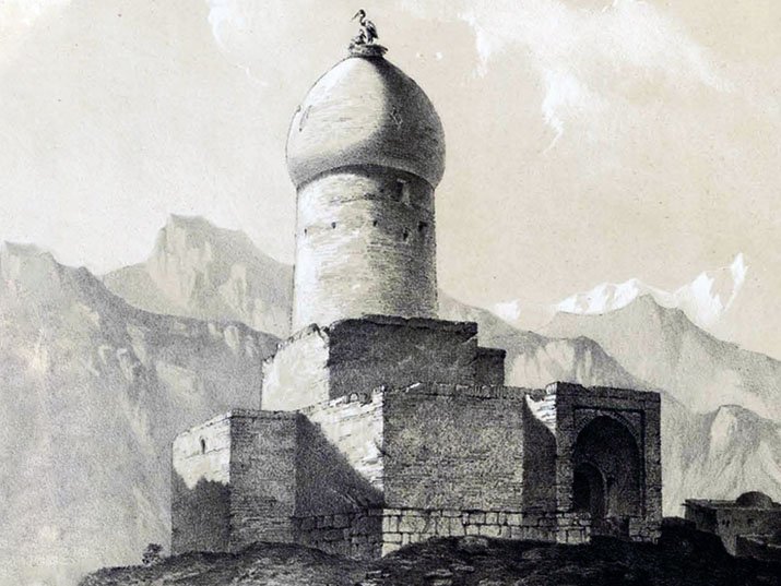 La tumba de Ester y Mordejai, dibujo de Eugène Flandin, 1851