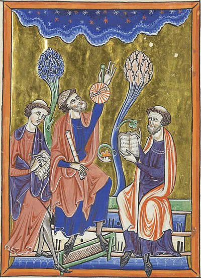 Una ilustración de Ibn Ezra haciendo cálculos astronómicos.